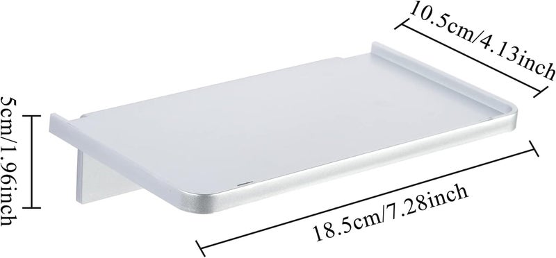 MATIMASU Stick-on Wall Shelf - Small Wall Mounted Adhesive Clear Acrylic Shelf Phone Holder Shelves Wipes Rack for Bathroom,Kitchen,Toilet,Office - Silver (A Set of Screws Included) - Image 2